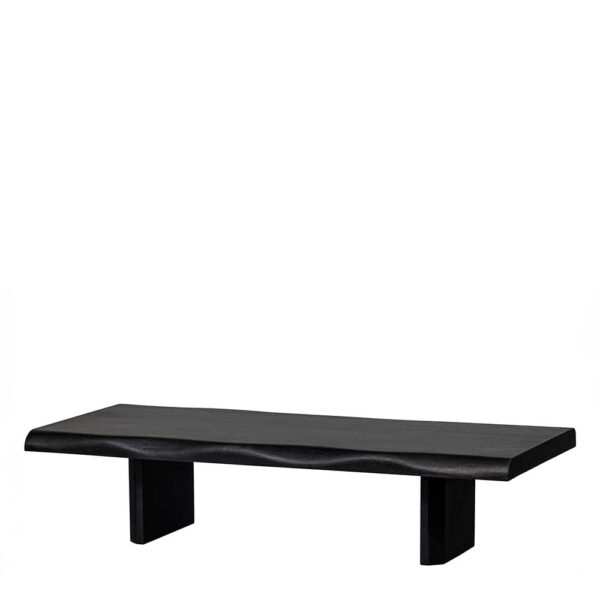 Japandi Couchtisch schwarz aus Mangobaum Massivholz 28 cm hoch