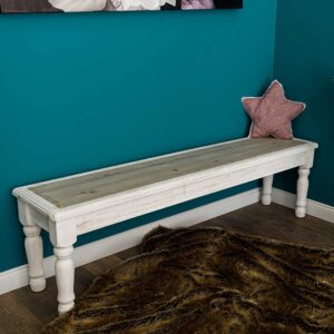 Massivholz Bank 175 cm in Holz White Wash Shabby Chic Stil