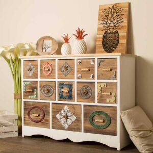 Schubladenkomode bunt im Shabby Chic Stil Tanne Massivholz