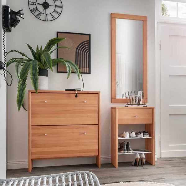 Garderobe Flur aus Buche Massivholz modernem Design (dreiteilig)