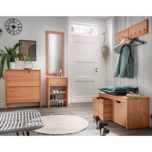 Komplett Garderobe aus Buche Massivholz modernem Design (fünfteilig)