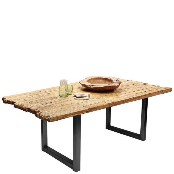 Designesstisch Platte mit Bruchkante Teak Massivholz