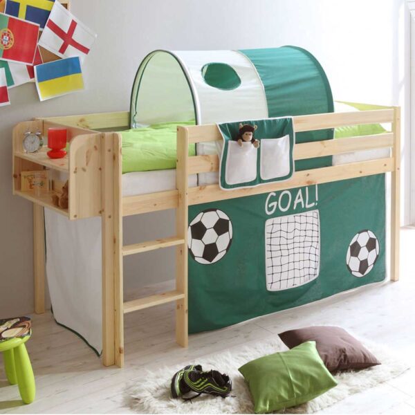 Jungen Hochbett aus Kiefer Massivholz Fußball