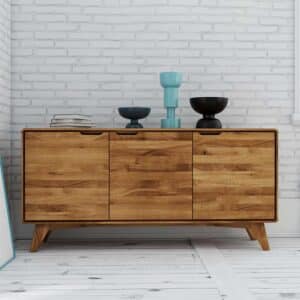 Türen Sideboard aus Wildeiche Massivholz Grifflöchern