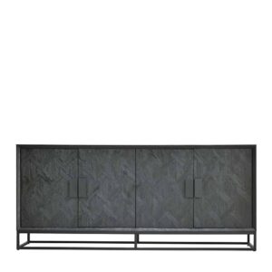 Schwarzes Sideboard modern aus Mangobaum Massivholz 195 cm breit