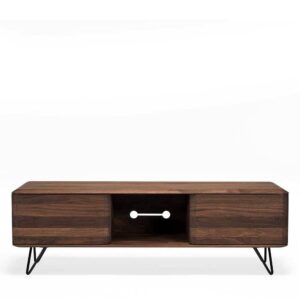 Retro TV Sideboard aus Nussbaum Massivholz Metall