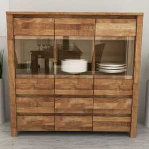 Sideboard aus Wildeiche Massivholz Glas