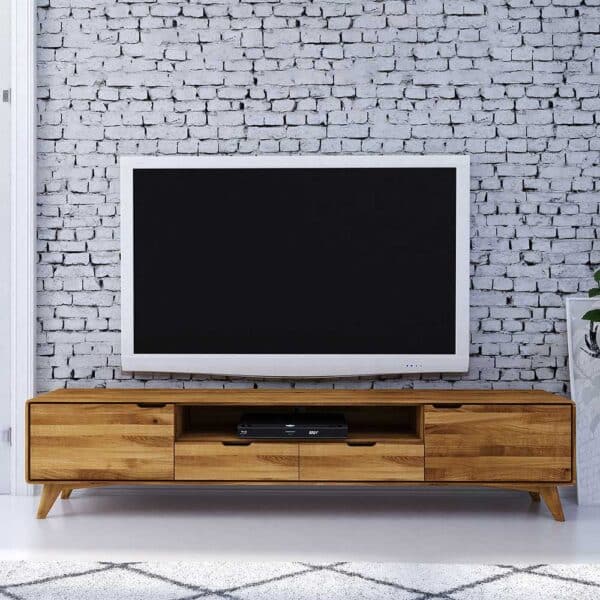 TV Board aus Wildeiche Massivholz 220 cm breit