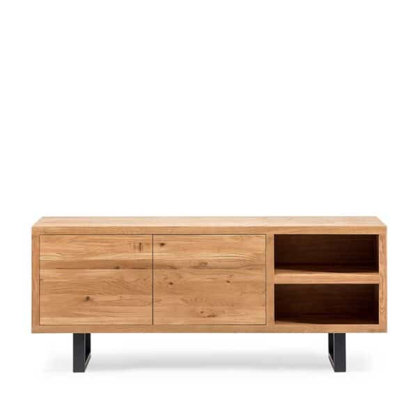 Loft Sideboard aus Asteiche Massivholz Bügelgestell aus Metall