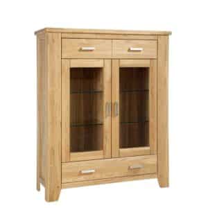 Highboard Vitrine aus Wildeiche Massivholz Soft Close Funktion