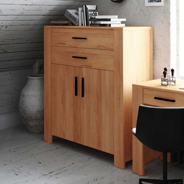 Wohnzimmer Highboard aus Kernbuche Massivholz 2 türig