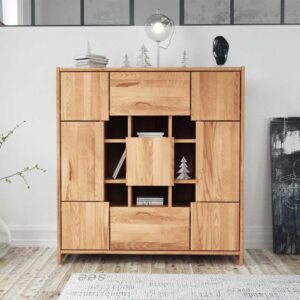 Wohnzimmer Highboard aus Kernbuche Massivholz modern