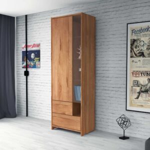 Standvitrine aus Kernbuche Massivholz 190 cm hoch