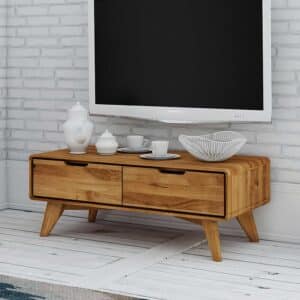 TV Tisch aus Wildeiche Massivholz 90 cm breit