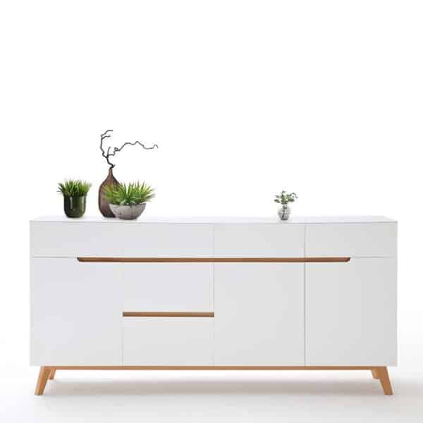 Esszimmer Sideboard in Weiß Asteiche Massivholz