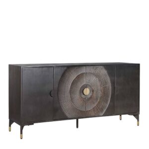 Design Esszimmersideboard in Schwarz Mangobaum Massivholz & Metall