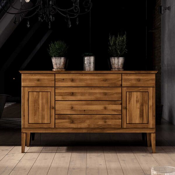 Sideboard aus Wildeiche Massivholz 100 cm hoch