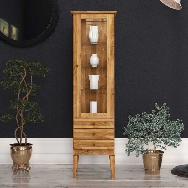 Vitrine aus Wildeiche Massivholz 50 cm breit