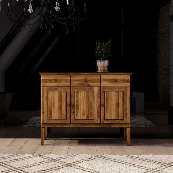 Wohnzimmer Sideboard aus Wildeiche Massivholz Landhaus