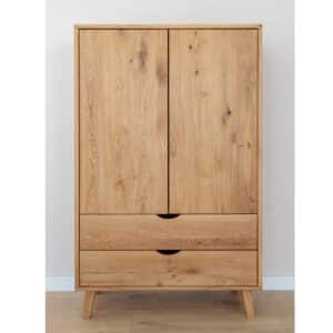 Schlafzimmerschrank Kleiderschrank aus Wildeiche Massivholz 180 cm hoch