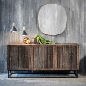 Sideboard aus Mangobaum Massivholz und Metall 160 cm breit