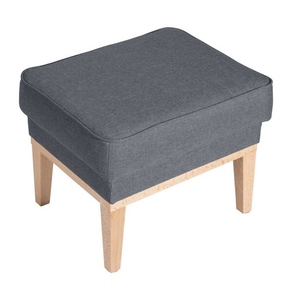 Hocker zum Sessel Jeansblau aus Flachgewebe Buche Massivholz