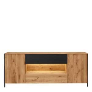 Esszimmersideboard aus Wildeiche Massivholz LED Beleuchtung