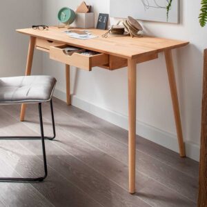 Homeoffice Schreibtisch mit zwei Schubladen Kernbuche Massivholz