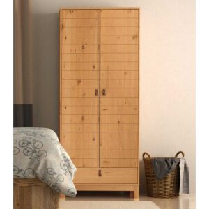 Massivholzschrank in Kieferfarben 180 cm hoch - 75 cm breit