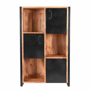 Loft Design Highboard aus Mangobaum Massivholz und Metall 100 cm breit