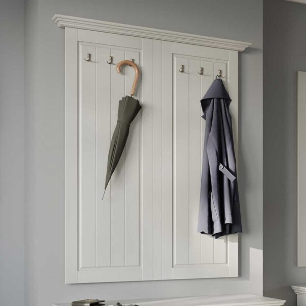 Garderobe Paneel Massivholz weiss in Weiß 108 cm breit - 134 cm hoch