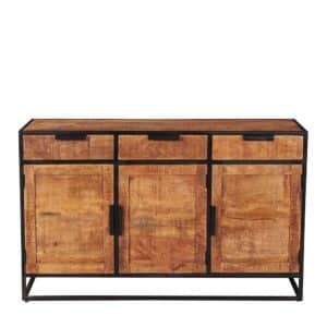 Sideboard aus Mangobaum Massivholz drei Schubladen und drei Türen