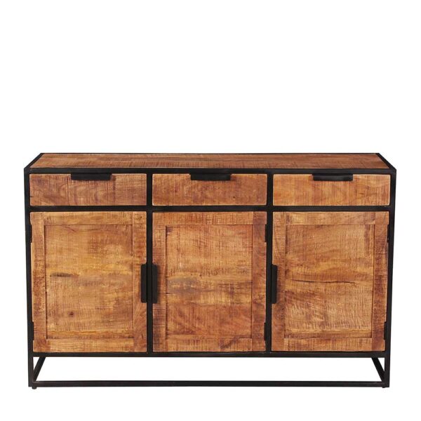 Sideboard aus Mangobaum Massivholz drei Schubladen und drei Türen