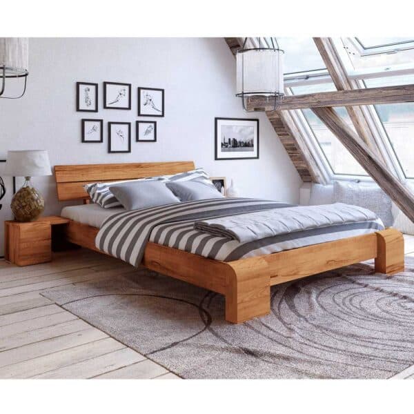 Futonbett aus Kernbuche Massivholz modern