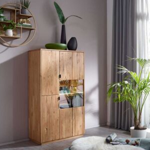 Wohnzimmer Highboard aus Wildeiche Massivholz 80 cm breit