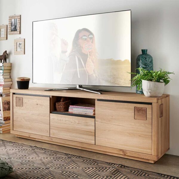 TV Board aus Wildeiche Massivholz 170 cm breit