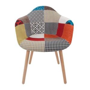 Patchwork Stuhl Set in Bunt Massivholzgestell (2er Set)