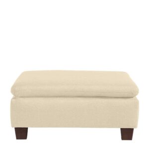 Couch Sitzhocker Beige aus Flachgewebe Buche Massivholz