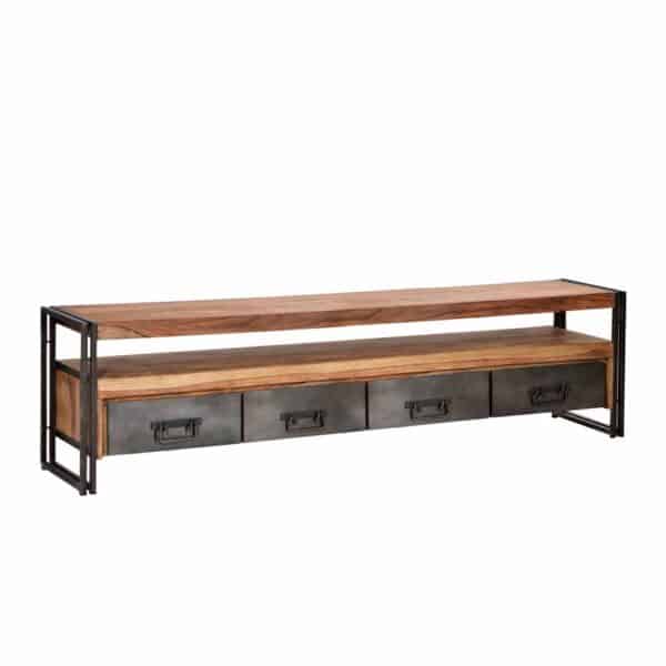 Loft TV Board aus Akazie Massivholz Metall 200 cm breit