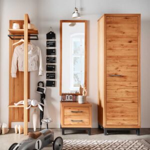 Flurgarderobe aus Kernbuche Massivholz Industry und Loft Stil (vierteilig)