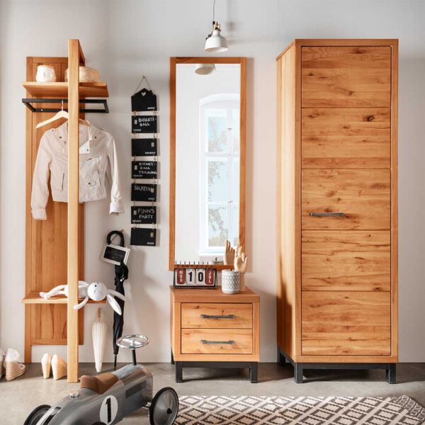 Flurgarderobe aus Kernbuche Massivholz Industry und Loft Stil (vierteilig)