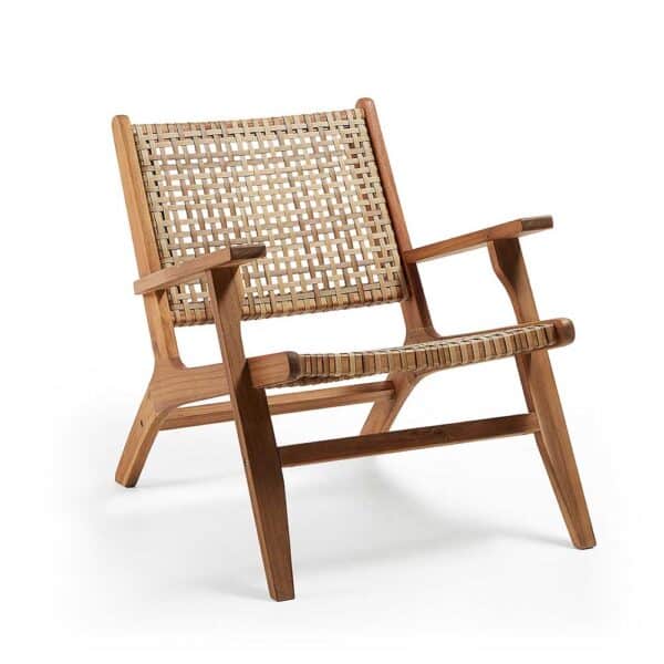 Loungesessel aus Rattan und Akazie Massivholz Skandi Design