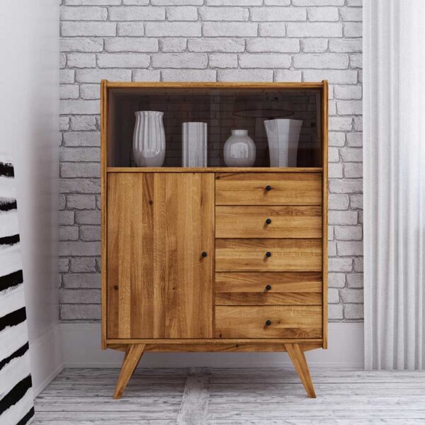 Esszimmer Highboard aus Wildeiche Massivholz 100 cm breit