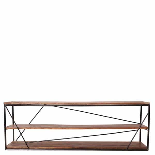 TV Rack aus Mangobaum Massivholz und Stahl 140 cm breit