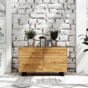 Sideboard mit Schubladen Wildeiche Massivholz