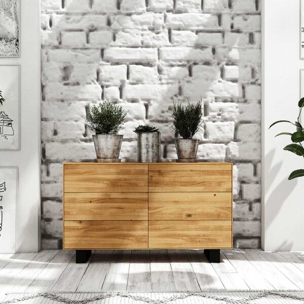 Sideboard mit Schubladen Wildeiche Massivholz