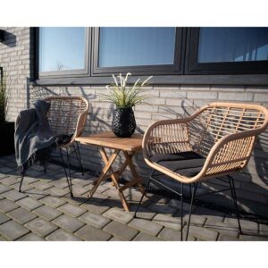 Sitzgruppe Outdoor aus Kunstrattan Teak Massivholz (dreiteilig)